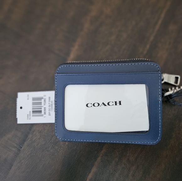 Coach Blue Denim Card Holder with Chain NWT - Picture 4 of 5